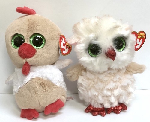 Juego de 2 Ty Beanie Boos EARLY BIRD ROOSTER & NIGHT OWL Par 7-11 Exclusivo Como Nuevo - Imagen 2 de 17
