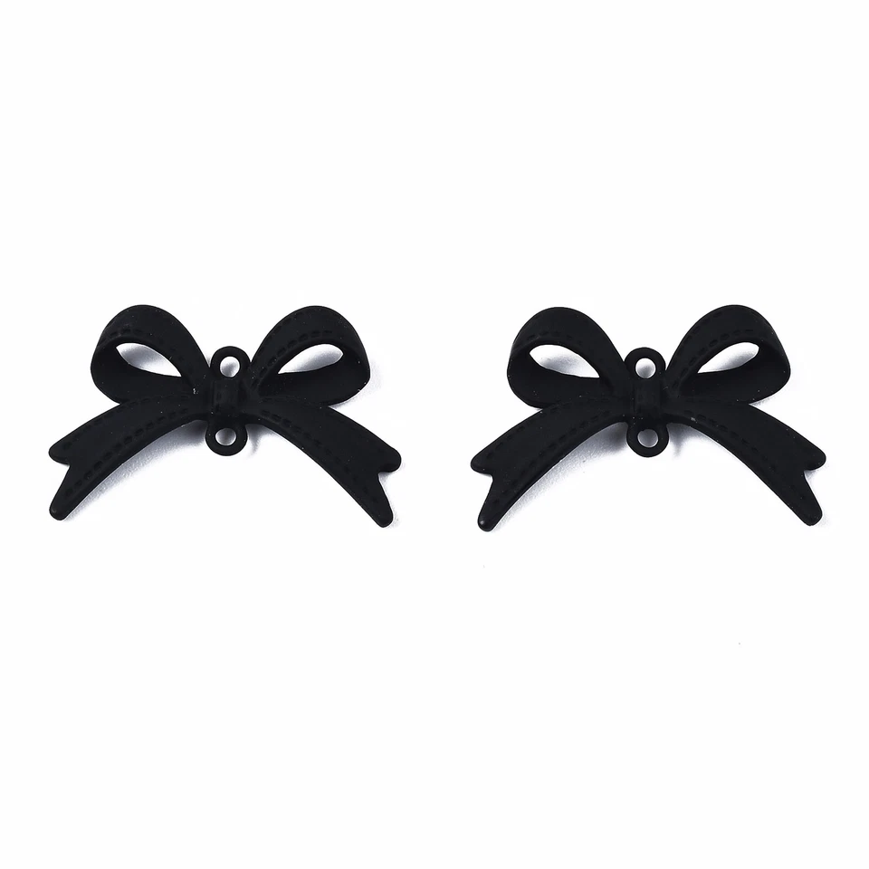 100 pcs Black Spray Painted Lead Free Alloy Link Bowknot Connectors 17x27x5mm - Image 2 of 3