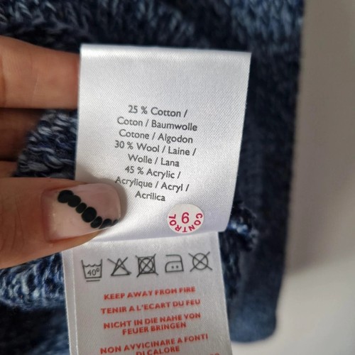 kangol embroidered knit jumper mens XL wool blend casual crew neck blue lounge - Picture 5 of 8