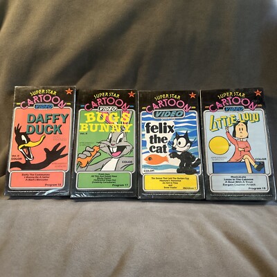 Lot Of 4 Vintage Rare Sealed Super Star Cartoon VHS Tapes Daffy Bugs Bunny Felix