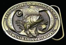 Bass Anglers Sportsman Society Fishing 1987 Vintage Belt Buckle