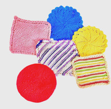Lot Of 6 Vintage Colorful Hand Crocheted Hot Pads Trivets Pot Holders 7" - 8"
