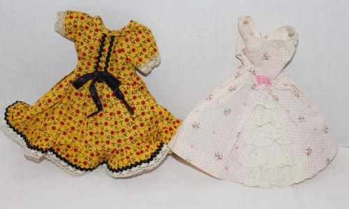 2 Vintage~BARBIE Dresses~GARDEN PARTY DRESS~Yellow CALICO Square Dancing Dress