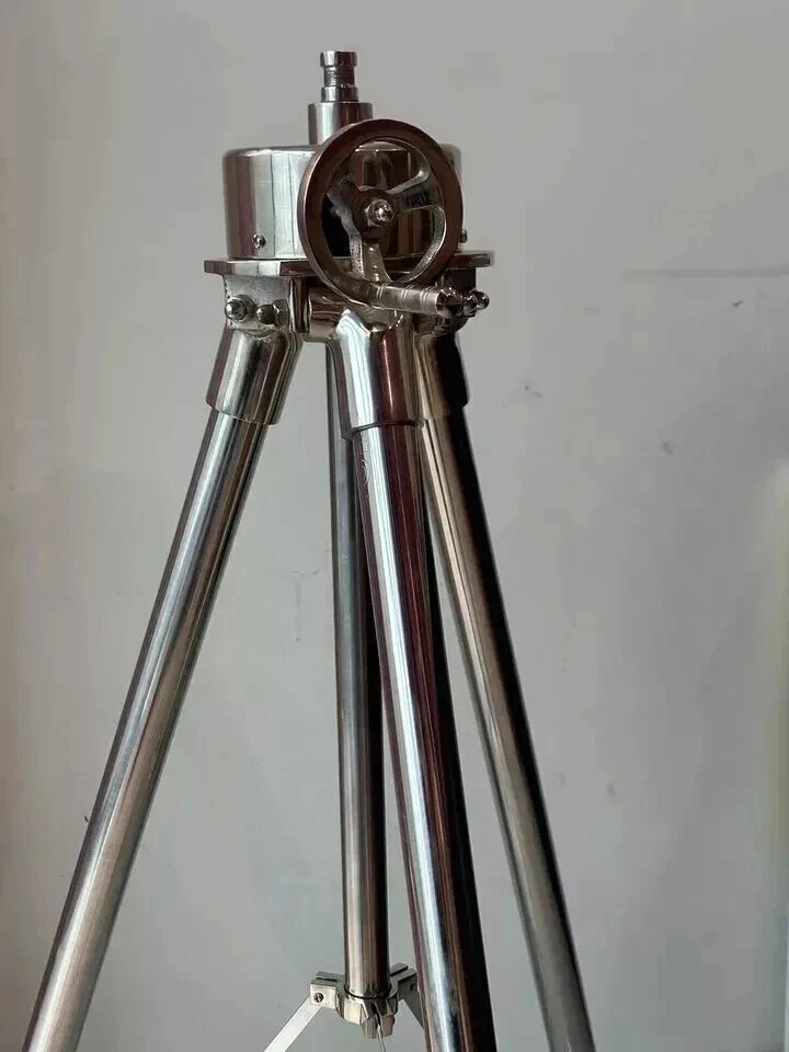 62" Steel Floor Standing Tripod Binocular Antique Heavy Silver Nautical Decor Gi - Image 4 of 4