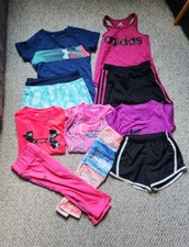 LOT OF 10 NIKE Under Armour Adidas Athletic Shorts Skorts Shirts Little Girls 5