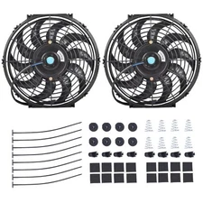 2X 12" inch Universal Slim Fan Push Pull Electric Radiator Cooling 12V Mount Kit