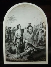 Glass magic lantern slide OLD DAVID & GOLIATH PAINTING MACABRE HEADLESS IMAGE