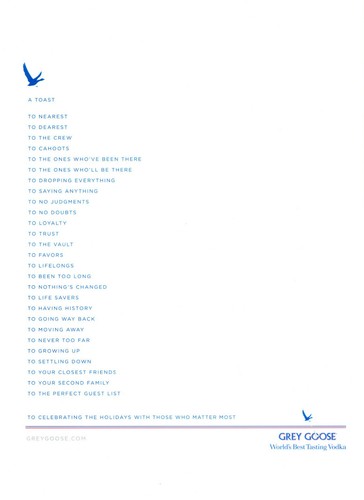 GREY GOOSE VODKA AD #33 RARE 2009 OOP "SHARE THE SPIRIT" 4 PGS AD - Bild 4 von 4