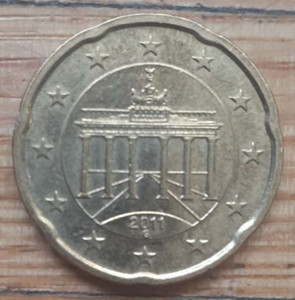 VERY RARE COLLECTIBLE 20 EURO CENT 2011 G COIN GERMANY EU EUROPEAN UNION MINT