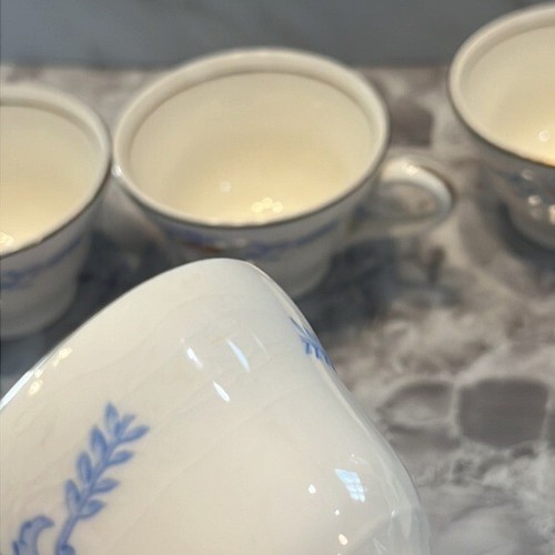 Edwin m Knowles semi vitreous floral teacup and sauce set of 7 vtg - Picture 7 of 12