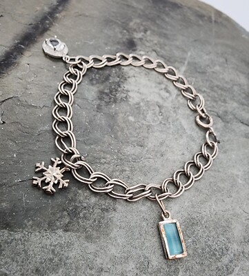 Sterling Silber 925 Bergkristall Schneeflocke Weihnachten Charm 7'' Armband Ag 22259