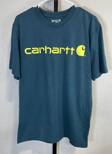 Carhartt Mens Night Blue Heather Logo Graphic T-Shirt Loose Fit Size S