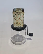 VINTAGE ANDROCK NUT CHOPPER GRINDER ♡ ATOMIC DESIGN METAL TOP GLASS BOTTOM USA