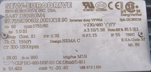 NEU SEW Eurodrive SA47 DRN80M4 GETRIEBEMOTOR 230/460V SA47DRN80M4 - Bild 4 von 4