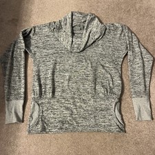 Athleta Gray Turtleneck Oversized Pullover Womens Size Medium Full Front Pocket