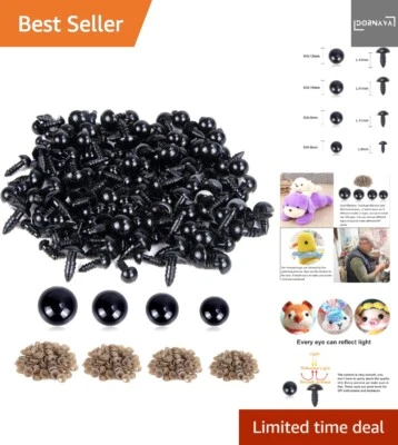 Vielseitige 500er Sicherheitsaugen Set für Amigurumi & Puppen - 6-12mm, Schwarz