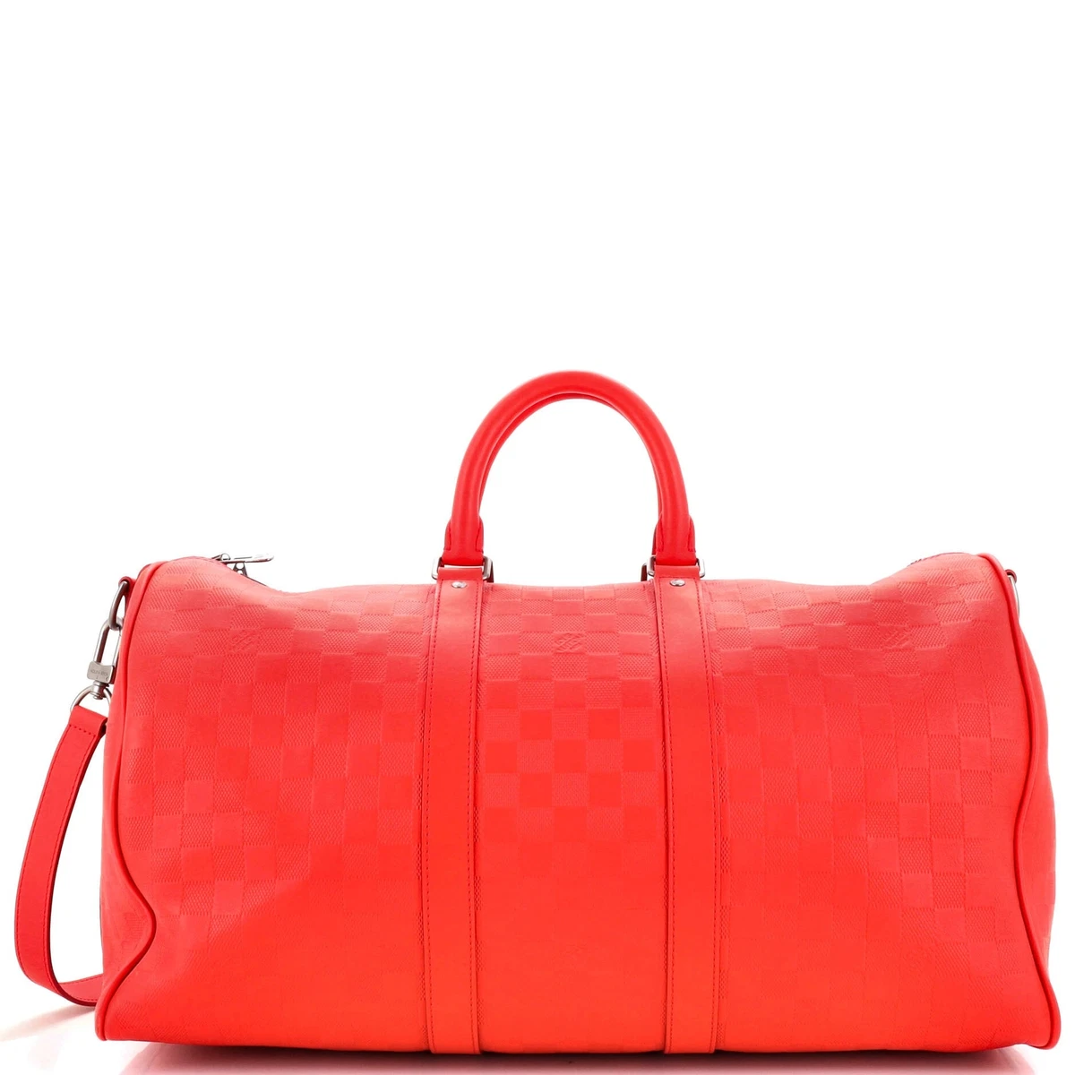 Louis Vuitton Keepall Bandouliere Bag Damier Infini Leather 45 Red