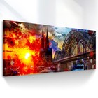 LEINWAND BILD Köln Städte Abstrakt Panorama Gemälde Wandbilder Wohnzimmer 1295