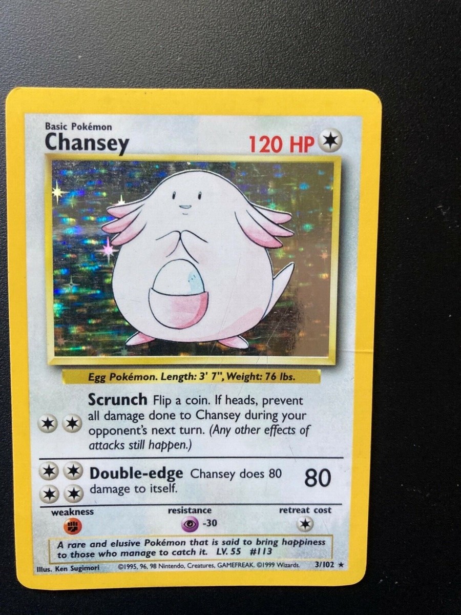 Base set Chansey pokemon card. Rare Pokémon card for sale!