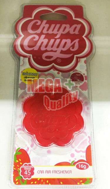 1 pk Chupa Chups Car Air Freshener Strawberry Cream Sweet Smell Hanging 16 g.