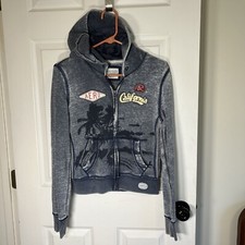Aeropostale Hoodie Juniors Large Blue Gray Full Zip Logo Hoodie no drawstring