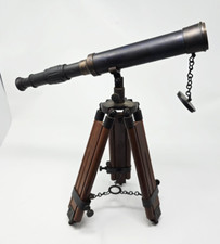 Nautical Design Antique Brass Spyglass Telescope With Wooden Tripod Marine Scope