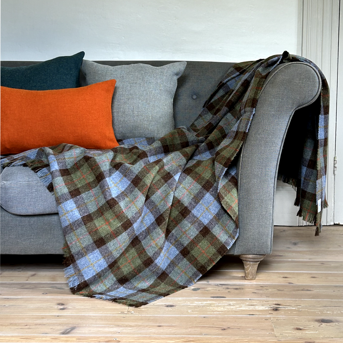 Harris Tweed MacLeod Tartan Pure Wool Large Throw Blanket