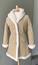 Charles Klein Suede W/faux Fur Hooded Coat Nwot Sm