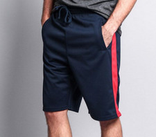 LUCKY BASTARDS CONTEMPORARY NAVY/RED TECHNO STRIPE SHORTS MEN SIZE SMALL  XL