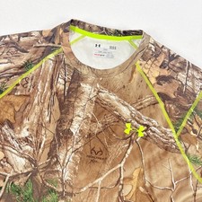 Under Armour Realtree Camo T-Shirt Mens Large Brown HeatGear Scent Control Hunt