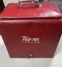 Vintage Original Antique Metal “Trip-Nic” Cooler *RARE* 19" x 18"
