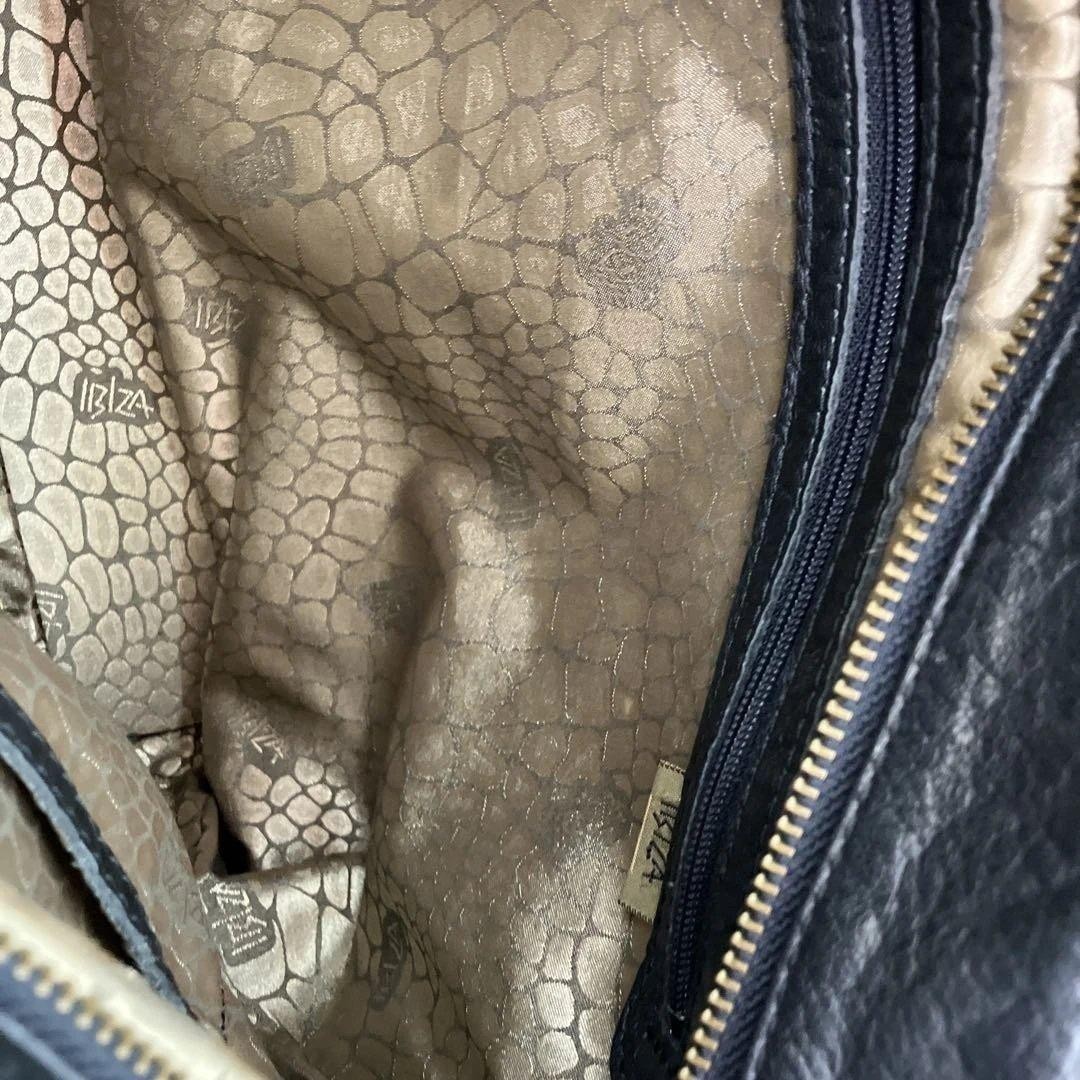 IBIZA Leather Handbag Python Pattern Black Large … - image 9