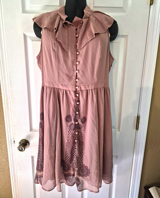 Her Universe Star Wars Pink Chiffon Ruffle Button Front Fit & Flare Dress 2X