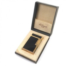 S.T. Dupont    Ligne Line 1 Long Black Gold Gas Lighter w/Box Tested  Working