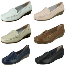 Scarpe Casual In Pelle Con Tacco Wedge Ampio Fit 'F3R124'