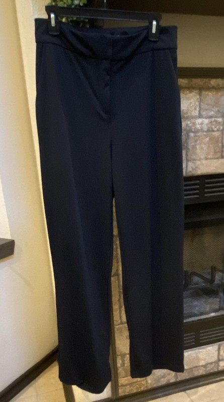 Maison d'Amélie Women's Solid Blue Dress Pants Flat Front Regular