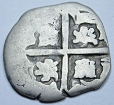 1500's-1600's Spanish 1 Reales Genuine Antique Colonial Pirate Treasure Cob Coin