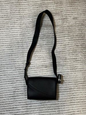 ZARA Black Faux Leather Crossbody Bag Adjustable Strap Minimalist