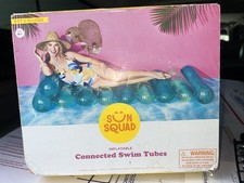 NEW Sun Squad Blue Inflatable Connected Swim Tubes Float