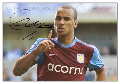 12456. Gabriel Agbonlahor Signed Pictures (A4 Prints) Aston Villa England