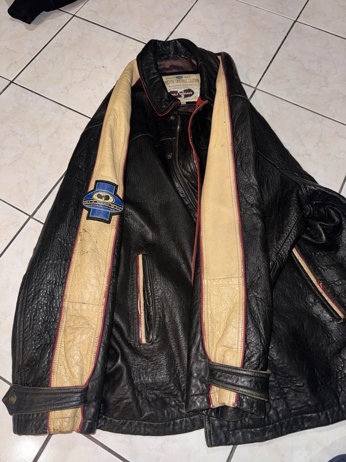 Wu Wear 36 Men’s 4XL Leather Jacket Black Quilted Lined Zip/Snap Pockets - product detail image 9