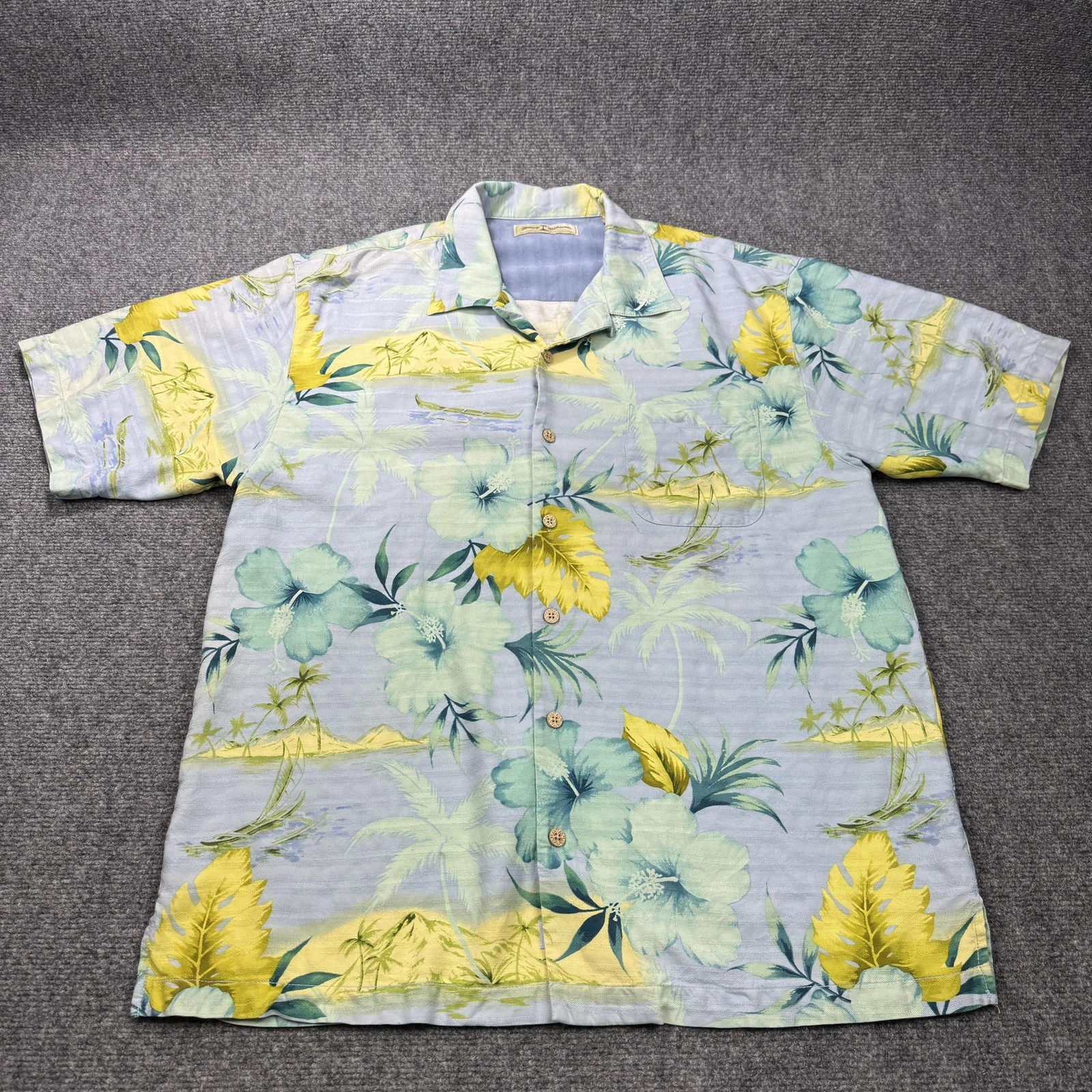 Tommy Bahama Shirt Mens Large Blue Yellow Silk Hawaiian Floral Button Up Camp
Opens in a new window