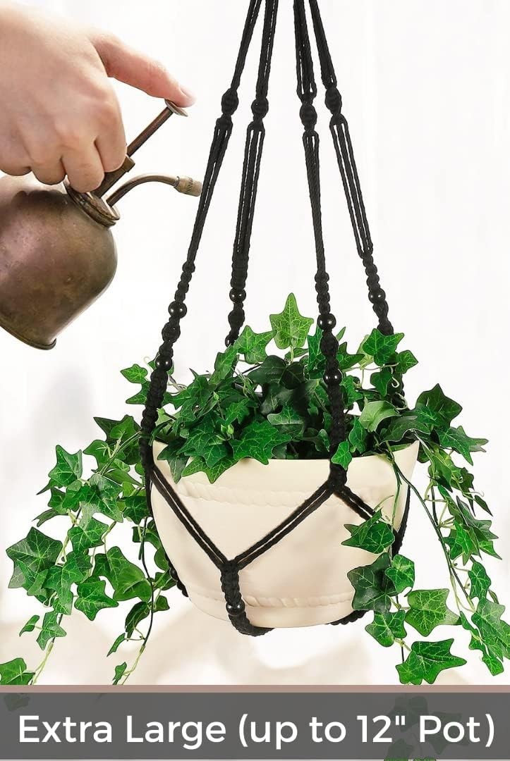 Elegant 43-Inch Macrame Planter Hanger for Indoor Plants – Supports 12-Inch Pots