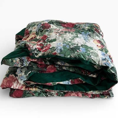 VTG Springmaid Floral Comforter Full Queen Reversible Alexandra Green Cottage