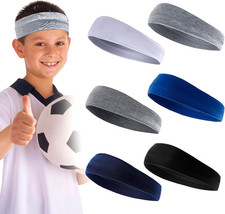 6Pcs Kids Sports Headbands,Football Sports Fan Headband Athletic Elastic Sweatba