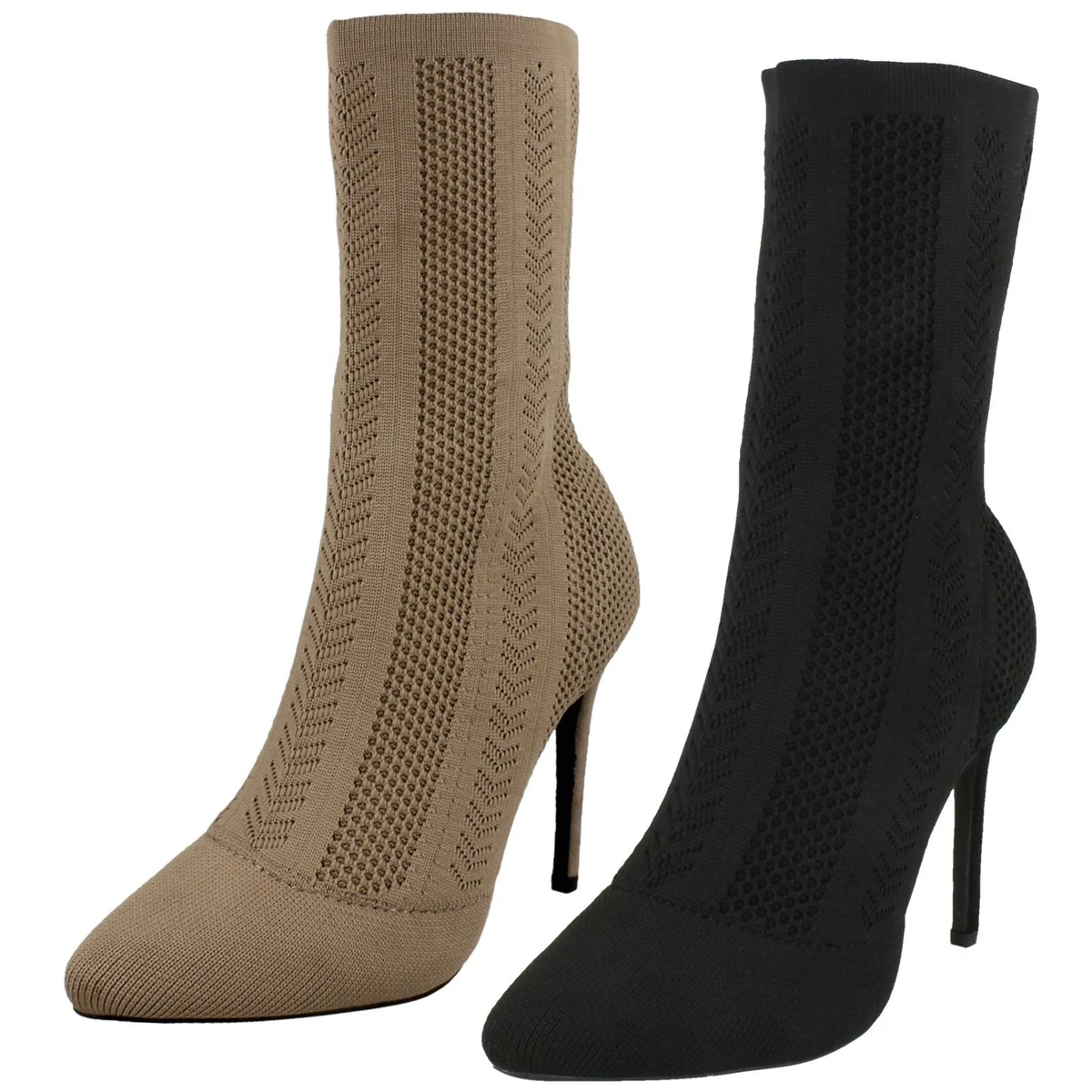 Botas de pantorrilla tejidas de tacón alto Anne Michelle para dama F5R0876