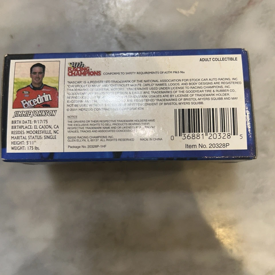 NASCAR 2001 diecast #92 Excedrin PM coche - edición limitada 1:64 coleccionable Foto 2 de 2