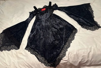 Killstar The Lost Boys Temptation Bardot Dress Black Gray Velvet Women s Jrs S