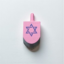 Large Hand Painted Wooden Pink Hanukkah Dreidel Decoration, Jewish Gifts
