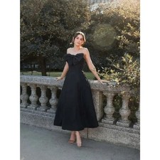 Mac Duggal 49605 Strapless A-Line Tea Length Statement Bow Dress Size Sz 8 NWOT